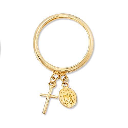 Ross-Simons Italian 14kt Yellow Gold Religious Charm Ring. Size 8 - Image 6