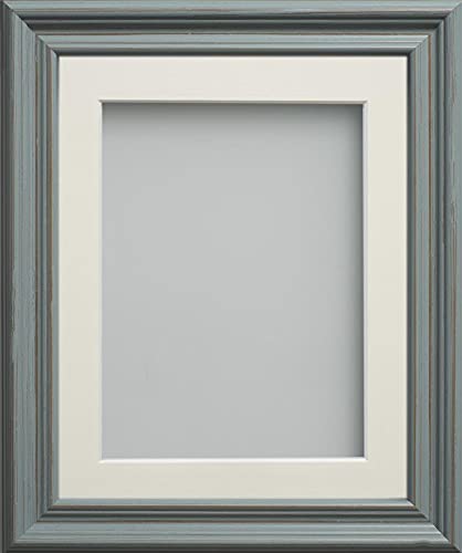 Frame Company Campbell Range Rustic Blue 24x18 inch Picture Photo Frame with Ivory Mount for Image 19x13 inch *Choice of Sizes* Fitted with Perspex