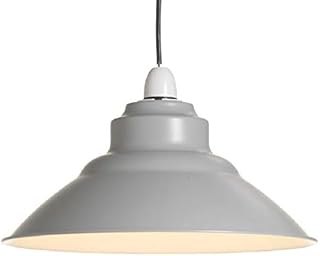 Soft Grey Metal Vintage None Electric Pendant Light Shade 31cm - Easy Fit Retro Ceiling Light - Includes Shade Reducing Ring to Fit All Types of Lampholders