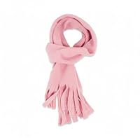 Caprilite Warm Soft Fleece Winter Scarf for Primary School Children, Navy Blue, Fringed Design, Cold Weather Accessory (Baby Pink)