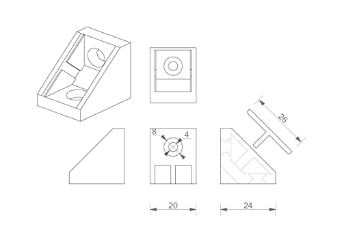 Alusfera Connettori per Mobili - 20x Scaffale