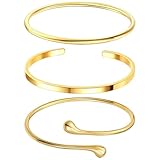 Suupii 3 Pcs Gold Bangles for Women, Gold Bracelet Stack, Bangles for Womens Adjustable Ladies Bracelets Beautiful and Durable, Wearing at Date Parties Work and Daily Life