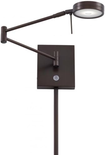 GEORGE KOVACS P4308-647 George's Reading Room LED Swing Arm Wall Lamp, 1-Light, 8 Total Watts, 6.25-in H x 13.75-in W, Copper Bronze Patina