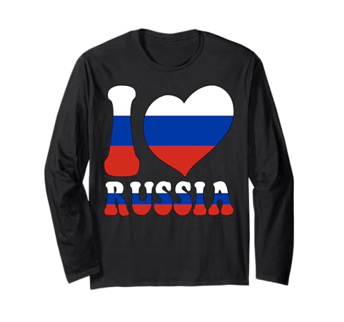 Gráfico en Forma de corazón con la Bandera Rusa «I Love Russia Proud to Be» Manga Larga