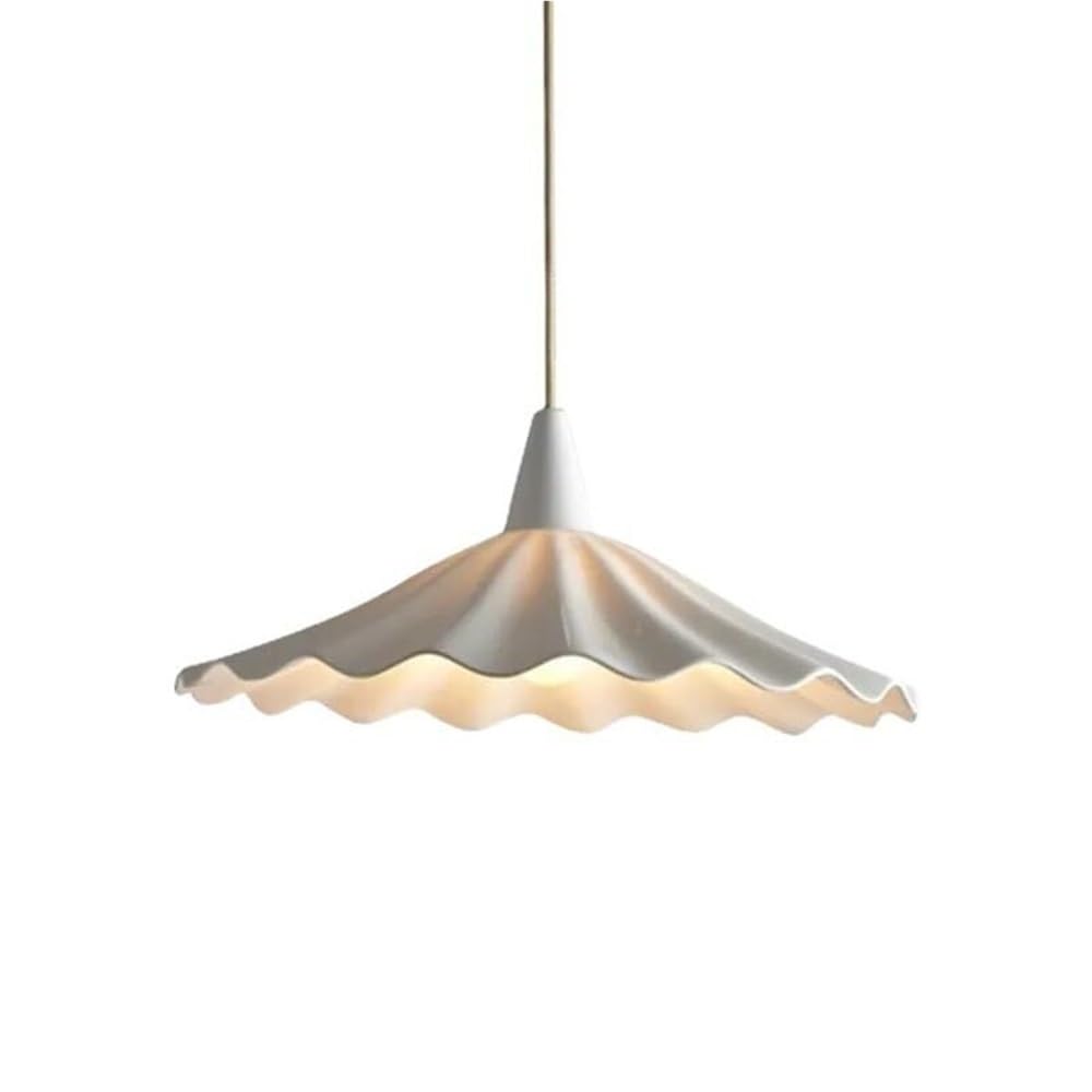 Lustre en céramique plissée blanche avec fil E27 : la douceur d'un éclairage poétique chez vous