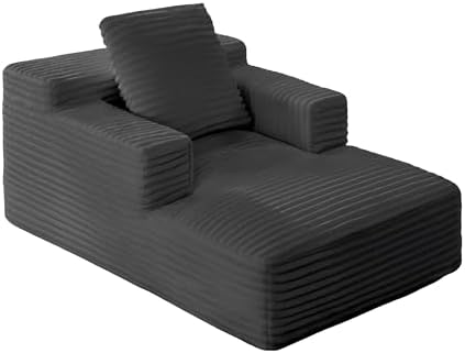 45'' Chaise Lounge Chair Indoor, Corduroy Upholstered Boneless So...