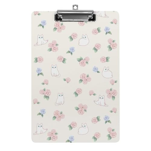 花柄 かわいい猫 A4 クリップボード バインダークリップ クリップファイル ファイルボード スケッチボード カルテ記入用 下敷き 書類整理 メモ帳 保管 オフィス用品 用箋ばさみ 用箋挟み 多機能 シンプル 便利