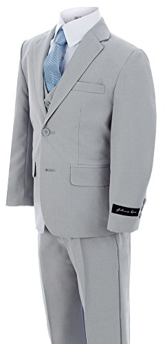 Johnnie Lene Dress Up Boys Designer Suit Set #Jl5040 (8, Silver) #TOP1
