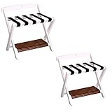 Portaequipajes para Maletas para Dormitorio - Soporte de Madera para Maletas con Estante, Soporte para Maletas de 2 Niveles, Porta Maletas Plegable con Respaldo, EST,C