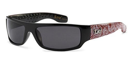 Locs Dark Lens Original Gangsta Shades Hardcore Men's Sunglasses - Red Bandana Print2
