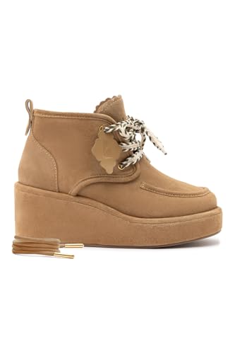 Larroudé, Chani Wedge In Peanut Suede