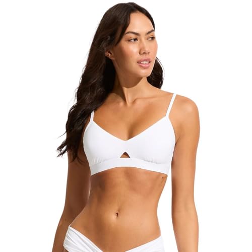 Seafolly Women's Active Hybrid Bralette Bikini Top Swimsuit with Center Keyhole Detail