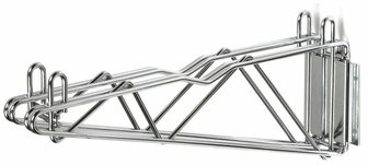 Nexel 24 Fixed Wall Mount Double Wire Shelf Bracket, Silver Epoxy Finish