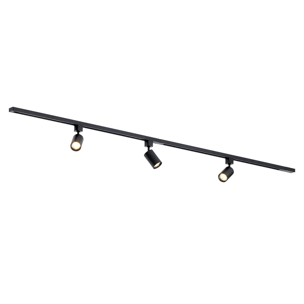 Qub Focus III Monophasé Luminaire Plafonnier LED – 200cm - 3x GU10 Spot Sur Rail - 2x 1m Barre de Spot Plafond – I-Form - Plafonnier intérieur Noir Moderne – Spots et Rails de Spots