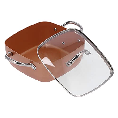 Ketsicart Stir Fry Pan, Frying Pan Not Contain PTFE or PFOA Non‑Stick Non‑Toxic with Steaming Rack for Kitchen(Double Handle)