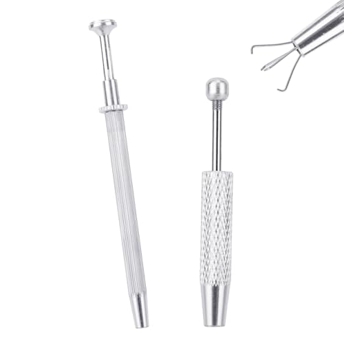 2pcs Pince à Boucles d'Oreilles, 4 Griffes Kit de Démontage Changement de Bijoux avec Corps Fileté pour Clous Bijoux à Filetage en Forme Diamant et Sphérique Manipulation Composants Électroniques