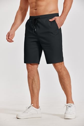 Image of COOFANDY Mens Casual Shorts Cotton Elastic Waist Drawstring Shorts Lightweight Summer Beach Shorts