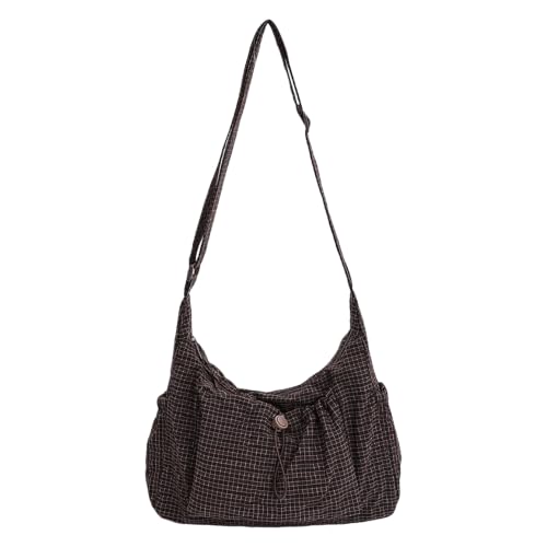 Sac fourre-tout élégant à carreaux en nylon avec cordon de serrage pour