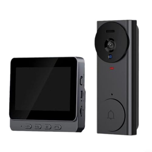 UTTASU Sistema de videoportero inalámbrico de 10,9 cm con audio bidireccional, lente gran angular de 130°, batería recargable, detección de movimiento, no requiere WiFi