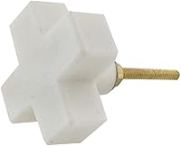 Vista 1 de Indian Shelf 2 pomos de cajón de mármol de lujo con cruz blanca para gabinetes de cocina, tiradores decorativos de piedra para aparador, manija