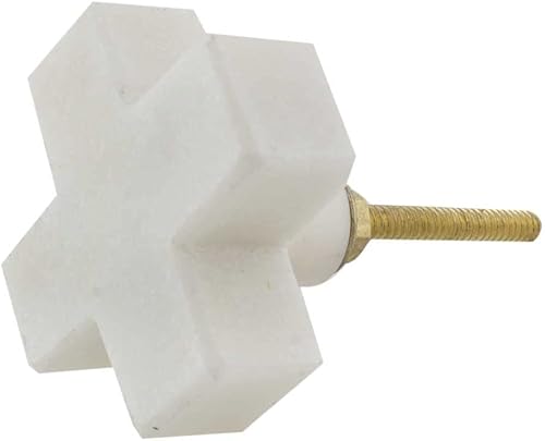 Indian Shelf 2 pomos de cajón de mármol de lujo con cruz blanca para gabinetes de cocina, tiradores decorativos de piedra para aparador, manija de