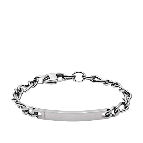Fossil Men's Stainless Steel Engravable Id Bracelet, Color: Smoke (Model: Jf03058793) #TOP21