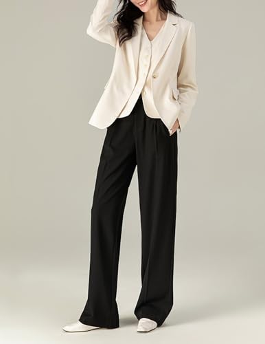 Women's Wide Leg Business Pants Long Straight High Waisted Casual Loose Palazzo Trousers with Pockets2