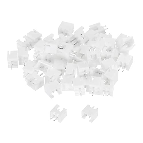 sourcing map Conector de 2,54 mm, adaptador macho de 2 pines, cabezal de clavija recta, enchufe blanco para conexión de cable a placa, paquete de 100