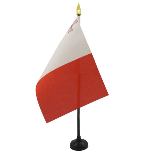 AZ FLAG - Tischflagge Malta - 15x10 cm Goldene Splitze - Republik Malta Tischfahne 10 x 15 Cm - Flaggen