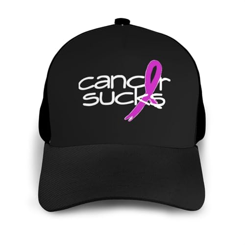 Cancer Sucks Bonnets Curved Brim Mesh Baseball Cap Casual Sun Hat Unisex3