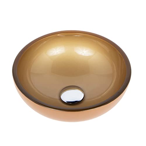 Cuba de vidro para Banheiro redonda 30cm Dourado