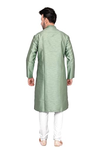 Cotton Silk Blend Kurta and Pyjama Set, Medium Length, Regular Fit, Multicolor4