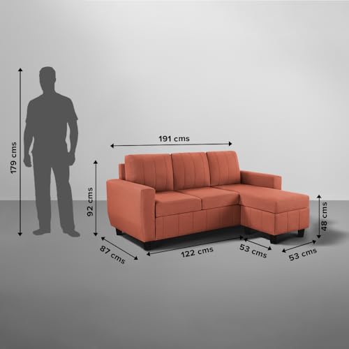 Image of Sleepyhead Bae Designed by Duroflex - Interchangeable L Shape Sofa Set |Modular Rearrangeable Lounger |Space-Saving, Comfortable & Easy-Maintenance Sofa For Living Room |3 Year Warranty - Ember Orange