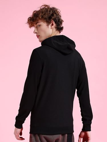 Image of The Indian Garage Co Men Regular Fit Self Design Front Open Hooded Sweatshirt