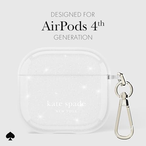 Image of kate spade new york AirPods 4 Protective Case with Keychain Ring - That Sparkle Silver, Compatible with AirPods 4th Generation