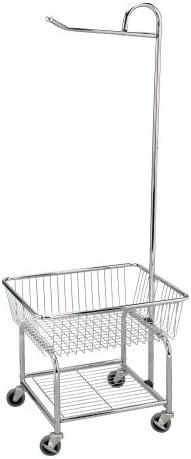 Household Essentials 6028-1 Rolling Laundry Cart with Hanging Bar - Chrome Finish