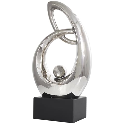 Escultura decorativa abstracta de cerámica plateada 14x7x25 pulg