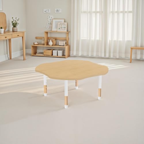 Image of 48 inch x 48 inch Clover Kids Classroom Table with Adjustable Chunky Wood Legs