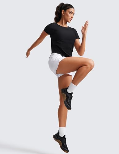 CRZ YOGA Cloudweight Workout Tops for Women Lightweight Athletic Short Sleeve Shirts Gym Running Side Slit T-Shirts3