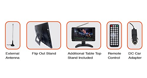 Image of Naxa NT-1400 Portable 14.1-inch TV and Digital Multimedia Player with Built-in ATSC Tuner for Over-The-Air HD TV, USB Support, Rechargeable Lithium Battery, AC Power, and DC Car Cord, Black