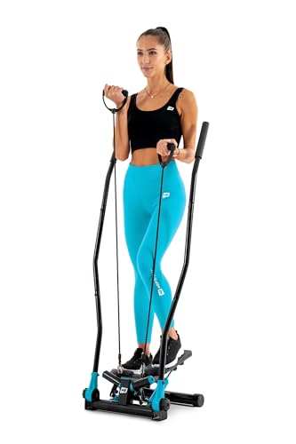 Hop-Sport Stepper mit Haltegriffen, Blau - Kompakter Swing Stepper für Zuhause, Fitnessgerät mit...