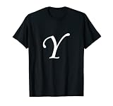 Lettre Y majuscule en caractères gras, caractères italiens blancs T-Shirt