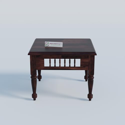 Image of Jangid Handicraft Solid Wood Coffee Table for Living Room | Wooden Center Table | Square Coffee Table | Tea Table for Sofa | Modern Sofa Table for Hall | Sheesham, Walnut Finish