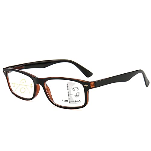 LOJOO Brillen Progressive Multifocus Leichte Lesebrille Blaulichtblockierung Männer Frauen, Computerleser mit Federscharnier (Color : Brown 1, Size : +1.5) Cover