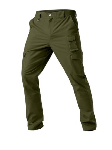 Winvote Men's Cargo Work Pants Water Resistant Tactical Pants 31" Lightweight Hiking Ripstop Pants Outdoor Apparel Army Green 34