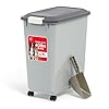 IRIS USA Dog Food Storage Container with Wheels, Airtight Lid, 2-Cup Scoop, Up to 40 Pounds Pet Food Storage, Built in Scoop Storage in Lid, Versatile Pet Food Bin, Portable, BPA Free, Gray/Dark Gray