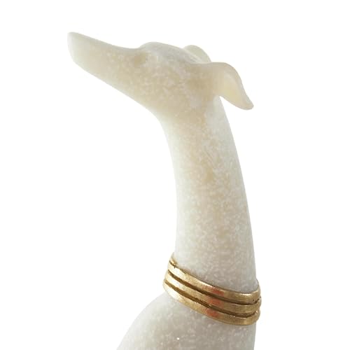 Estatua decorativa de perro crema en polystone 3x4x15 pulg miniatura 5