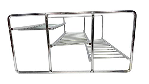 Image of JUGTE 3-Tier Step Standing Rack Stainless Steel Kitchen Cabinets Storage Racks Step for Kitchen Storage Countertop Display Shelf Organizer Condiment Shelf Rack (Small 28 x 24 x 12 cm)