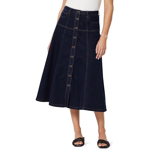 Amazon Essentials Womens A-Line High-Rise Denim Button-Down Midi Skirt Rinse Denim 18