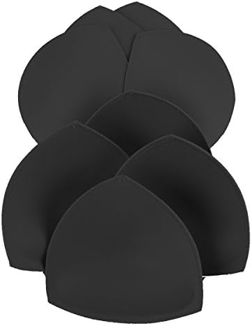 SERMICLE Bra Pad Inserts 4 Pairs, Bra Pads Sewn Padded for Sports Bra A/B C/D Cup Beige Black Optional (A/B Cup, Black)